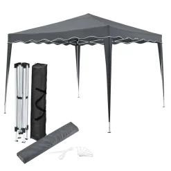 Juskys Faltpavillon Vivara 3x3 M – Pop-up Pavillon Höhenverstellbar, UV50+ & Wasserabweisend – Gartenzelt Mit Tasche – Partyzelt Für Garten Grau
