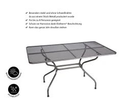 MWH DAS ORIGINAL Royal Garden Gartentisch Streckmetall, 145 X 90 X 74 Cm, Metall, Grau -Garten- & Gewächshäuser Geschäft cea30184f7a9a59f124da1365e27eed2