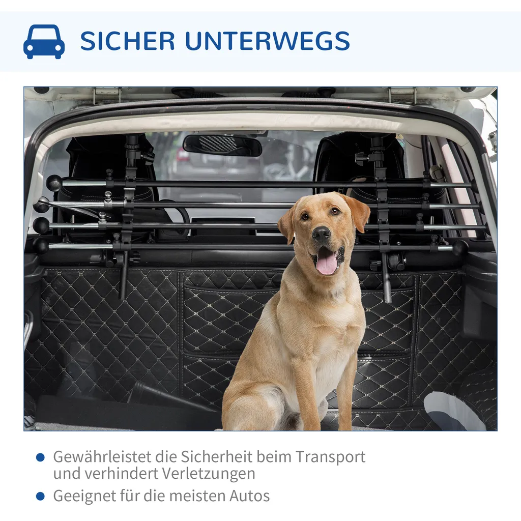 Pawhut Hundeschutzgitter Auto Hundegitter Trenngitter Für Hunde Autotrennwand Mit Rutschfesten PVC-Füße Auto Schutzgitter Kofferraumgitter Verstellbar Stahl ABS Schwarz 85-140 X 40-50 Cm 4 Pawhut Hundeschutzgitter Auto Hundegitter Trenngitter Für Hunde Autotrennwand Mit Rutschfesten PVC-Füße Auto Schutzgitter Kofferraumgitter Verstellbar Stahl ABS Schwarz 85-140 X 40-50 Cm – Bild 4