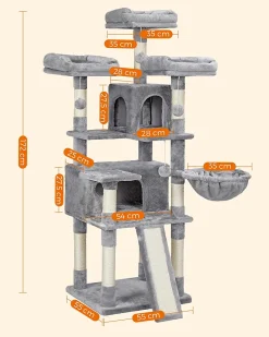 FEANDREA Kratzbaum, XXL Katzenbaum, 172 Cm, Hellgrau PCT019W01 -Garten- & Gewächshäuser Geschäft ceb27189627ae45d2dbbfd7b249b6548