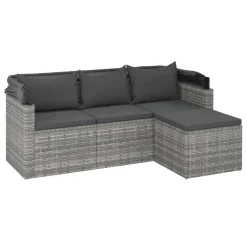 VidaXL 3-Sitzer-Gartensofa Mit Dach Und Fußhocker Grau Poly Rattan -Garten- & Gewächshäuser Geschäft ceb2bf7278158bb96bc4935326b08c80