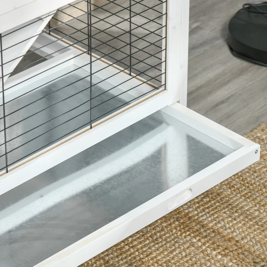 PawHut Kleintierstall Mit Rollen Zwergkaninchenstall Mit Freilauf Rampe Nagetierkäfig Freilaufgehege Doppelstöckig Für 1-2 Zwergkaninchen Winterfest Tannenholz Outdoor Weiß 108 X 53 X 102 Cm 6 PawHut Kleintierstall Mit Rollen Zwergkaninchenstall Mit Freilauf Rampe Nagetierkäfig Freilaufgehege Doppelstöckig Für 1-2 Zwergkaninchen Winterfest Tannenholz Outdoor Weiß 108 X 53 X 102 Cm – Bild 6