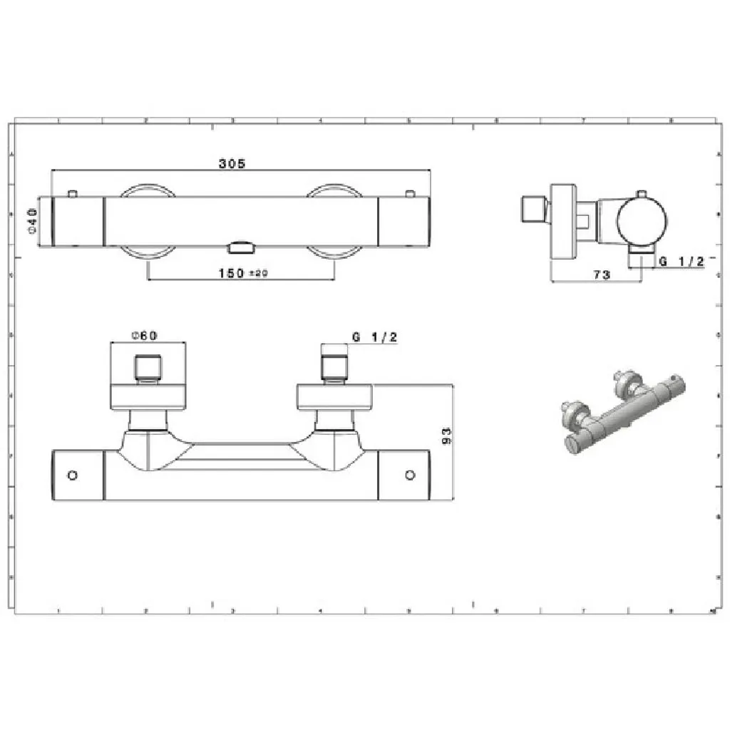 Thermostat Duscharmatur AVITAL Padola DW-6509CQ0625 Nickel Gebürstet 2 Thermostat Duscharmatur AVITAL Padola DW-6509CQ0625 Nickel Gebürstet – Bild 2