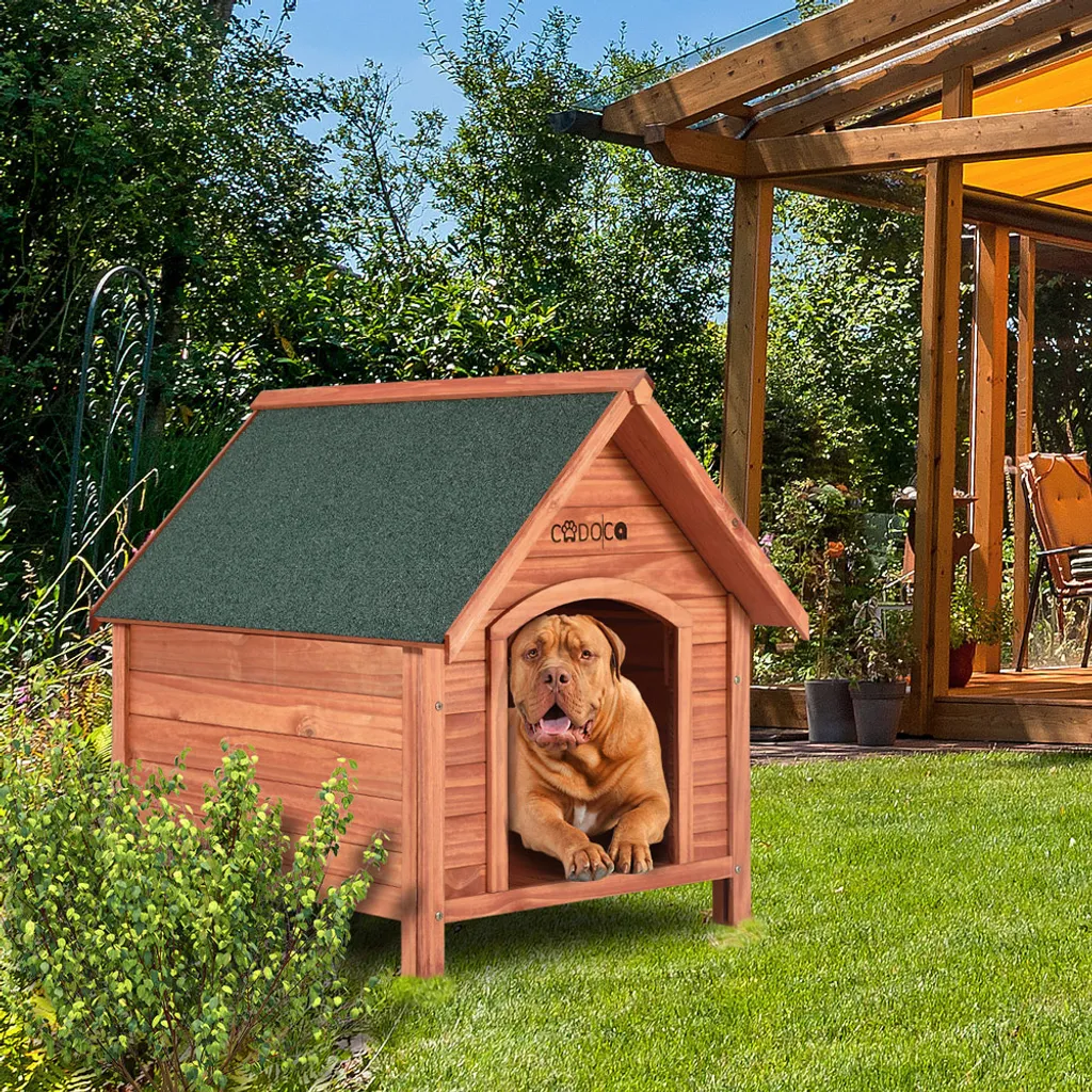 Deuba Cadoca Hundehütte FSC®-zertifiziertes Massivholz 82x72x85cm Dachluke Spitzdach Garten Hundehaus Tierhaus Wetterfest 2 Deuba Cadoca Hundehütte FSC®-zertifiziertes Massivholz 82x72x85cm Dachluke Spitzdach Garten Hundehaus Tierhaus Wetterfest – Bild 2
