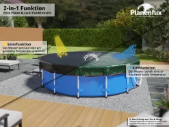 Planenfux® Pool Abdeckplane Für Ø 320 - 366 Cm Rundpools | 2-in-1 Poolabdeckung Rund Aus 200g/m² PE Material | UV-resistente Sommer- & Winterabdeckplane (Ø 420 Cm) -Garten- & Gewächshäuser Geschäft cf5cd398ea21ba9b7043b226fd4fa391
