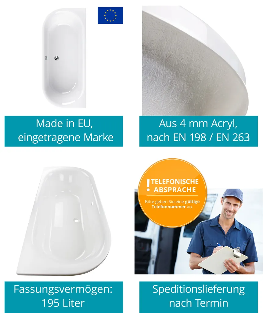 Calmwaters® Rechteck-Badewanne 180x80 Cm, Acrylwanne Honest, Duo-Badewanne Für Zwei Personen, Maße 180 X 80 Cm, Rechteckwanne Abgerundet, Duowanne In Weiß, 02SL2973 3 Calmwaters® Rechteck-Badewanne 180x80 Cm, Acrylwanne Honest, Duo-Badewanne Für Zwei Personen, Maße 180 X 80 Cm, Rechteckwanne Abgerundet, Duowanne In Weiß, 02SL2973 – Bild 3