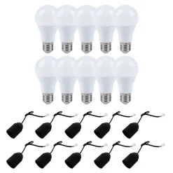 NCC-Licht 10 X LED Leuchtmittel 15W = 100W E27 Matt 1350lm Warmweiß + 10 X Baufassung Renovierfassung Lampenfassung Schwarz