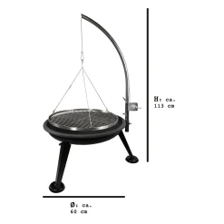 Druline Ø 60 Cm Schwenkgrill Aus Edelstahl - Feuerschale Mit Galgen Aufhängung Feuerkorb - Seilzug Mit Kurbel - BBQ Grill Rost Dreibein Feuer Schale Rundgrill Holzkohlegrill Standgrill Grillwagen, Schwarz -Garten- & Gewächshäuser Geschäft cfe19aa51577b57bb327f2378f300183