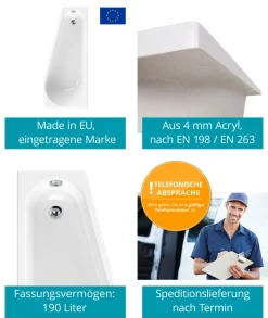 Calmwaters® Raumsparende Eckbadewanne 160x70 Cm, Set Mit Acrylwanne Essential Small, Wannenfüße, Ab- Und Überlaufgarnitur, Platzsparende Badewanne Rechter Ausführung, 160 X 70 Cm, Weiß, 99000326 -Garten- & Gewächshäuser Geschäft cfe480cfccb9b1691c661fa518da716a