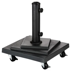Quadratischer Sonnenschirmständer Mit Rädern Schwarz - 15 Kg - Hespéride