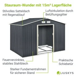 Juskys Metall Gerätehaus XXL Mit Satteldach, Schiebetür & Fundament - 15m³ - 277×319×192 Cm - Anthrazit - Geräteschuppen Gartenhaus Garten Schuppen -Garten- & Gewächshäuser Geschäft d021bf5d812de56636a9bf991f502fa4
