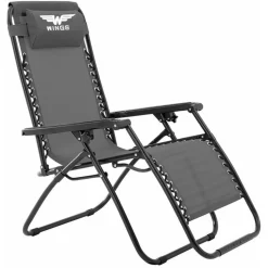 Gravity Klappbarer Garten-Liegestuhl In Grau Sonnenliege Gartenliege Relaxliege Liegestuhl