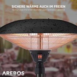 AREBOS - Standheizstrahler, Wärmelampe, Terrassenheizstrahler, 2 Heizstufen, Schwarz 17 AREBOS - Standheizstrahler, Wärmelampe, Terrassenheizstrahler, 2 Heizstufen, Schwarz -Garten- & Gewächshäuser Geschäft d0332c3f168be4fceb61b288d841f3e1