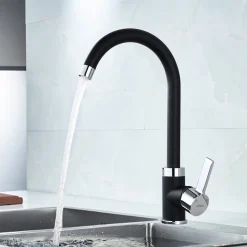 Aihom Schwarz Küchenarmatur 360° Drehbar Wasserhahn Küche Spültischarmatur Schwarz Hochdruck Mischbatterie Küche Mit Hohem Auslauf