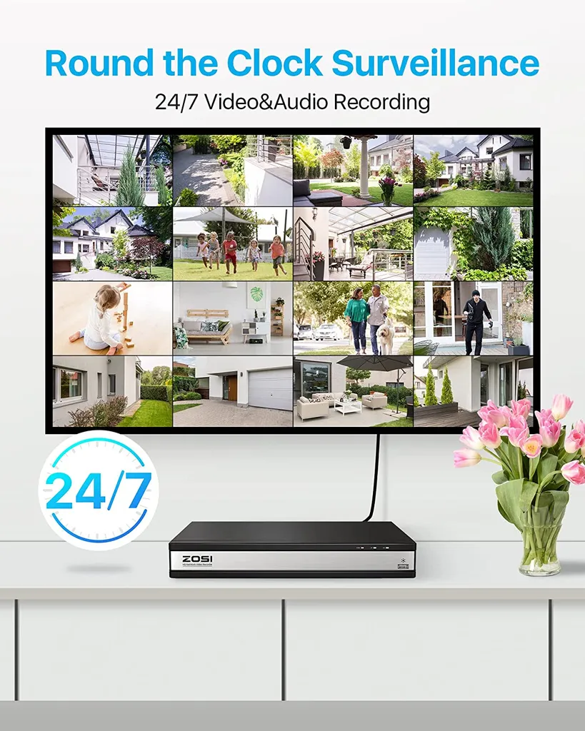 ZOSI 4K Überwachungskamera Set Mit 2 Wege Audio, Videoüberwachung Mit 16X 8MP PoE Kamera Und 16CH 4TB HDD NVR, Personenerkennung 7 ZOSI 4K Überwachungskamera Set Mit 2 Wege Audio, Videoüberwachung Mit 16X 8MP PoE Kamera Und 16CH 4TB HDD NVR, Personenerkennung – Bild 7