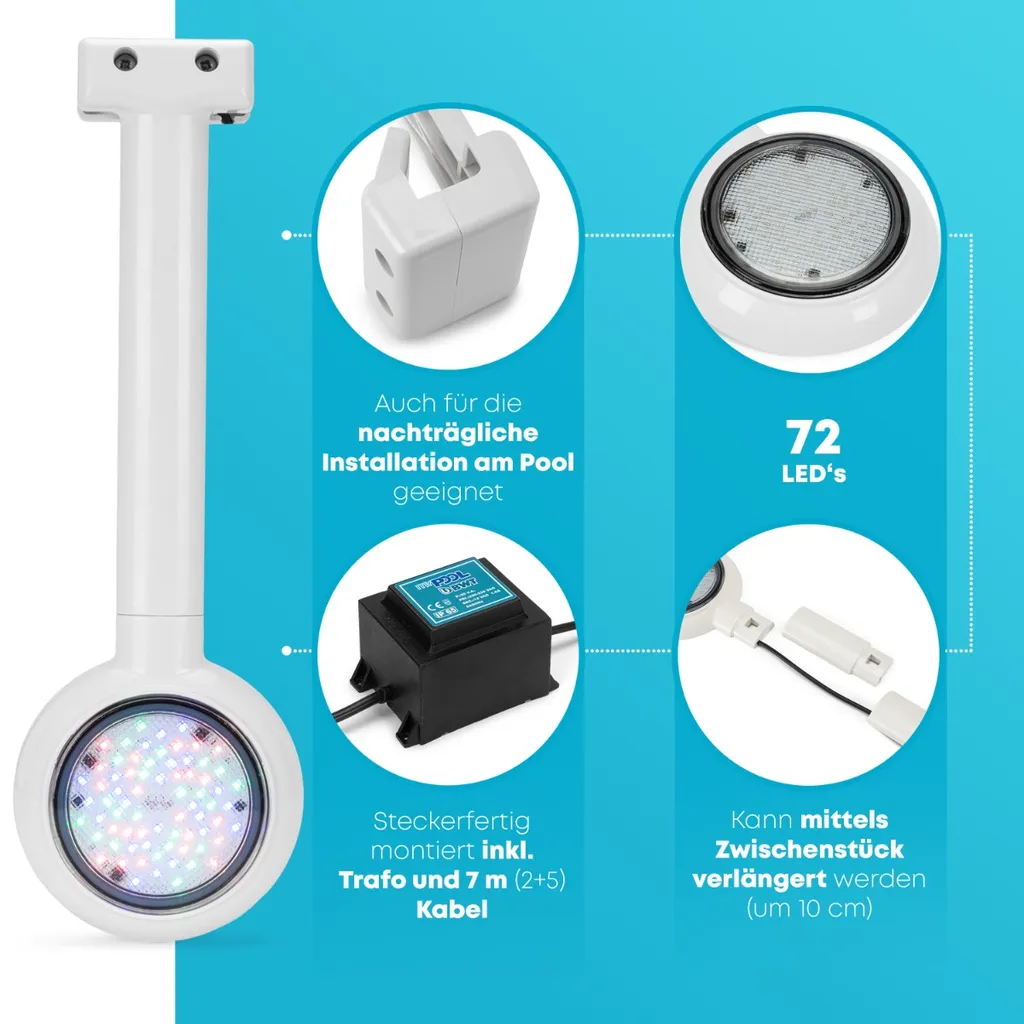 Paradies Pool LED Einhänge Scheinwerfer 8 W Pool Schwimmbad Beleuchtung RGB Trafo 5 Paradies Pool LED Einhänge Scheinwerfer 8 W Pool Schwimmbad Beleuchtung RGB Trafo – Bild 5