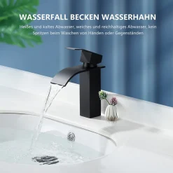 Aihom Homelody Schwarz Wasserfall Wasserhahn Bad Einhandmischer Waschtischarmaturen, Einhebelmischer Aus Messing Wasserhahn Waschbecken Für Badezimmer -Garten- & Gewächshäuser Geschäft d0b591b2ea32367ee9a813008967228f