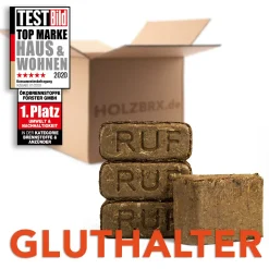 HOLZBRX Rindenbriketts 30kg Gluthalter Briketts ökologische Kohlebriketts Nachtwächter Holzbriketts