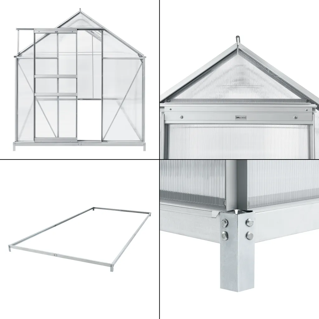 En.casa Gewächshaus Oisterwijk Glashaus Mit Fundament 370 X 190 Cm Gartengewächshaus Treibhaus Pavillon Aus Hohlkammerplatten 5 En.casa Gewächshaus Oisterwijk Glashaus Mit Fundament 370 X 190 Cm Gartengewächshaus Treibhaus Pavillon Aus Hohlkammerplatten – Bild 5