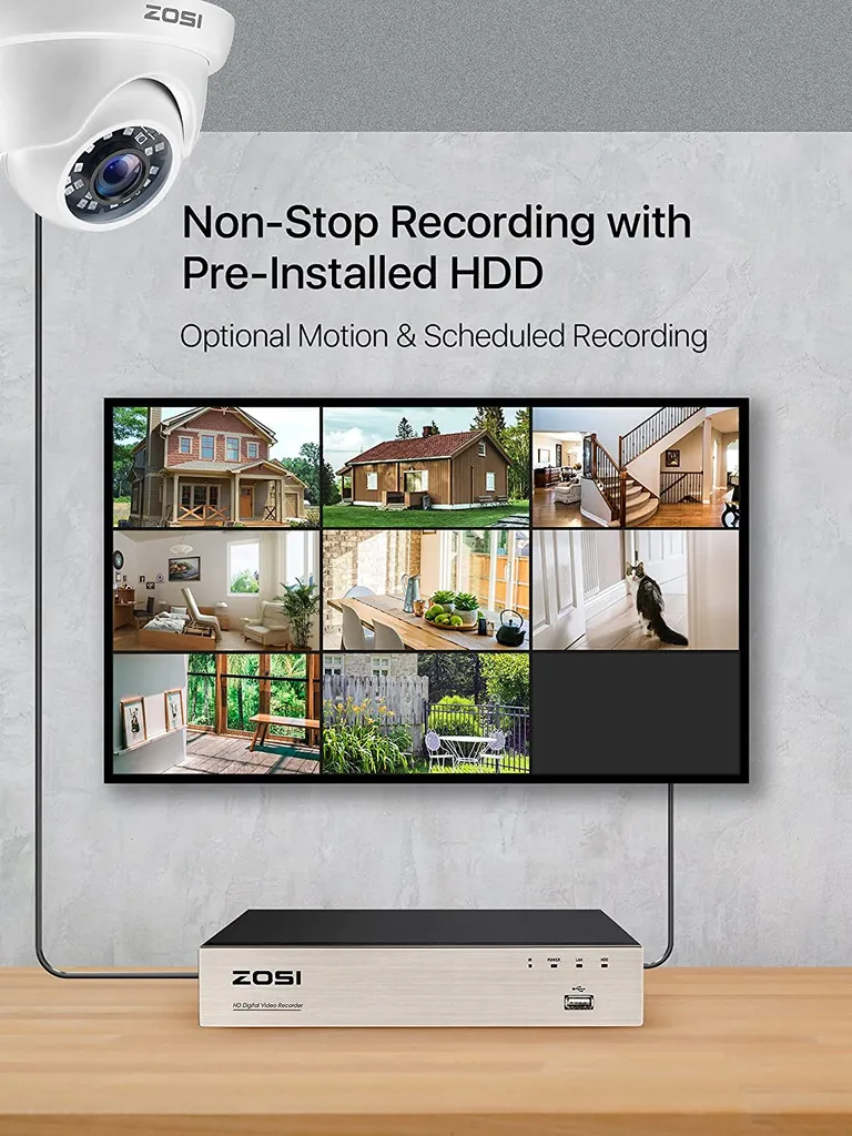 ZOSI 8CH H.265+ DVR Mit 1TB Festplatte Und 4x FHD 1080P Dome Überwachungskamera System Für Innen Und Außen, 24M IR Nachtsicht 4 ZOSI 8CH H.265+ DVR Mit 1TB Festplatte Und 4x FHD 1080P Dome Überwachungskamera System Für Innen Und Außen, 24M IR Nachtsicht – Bild 4