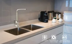 Tonerkingdom Wasserhahn Küchenarmatur 304 Edelstahl Quadratische Spüle Mischbatterie Küchenarmatur Mit Schwenkbarem Auslauf Deck Mount -Garten- & Gewächshäuser Geschäft d19f290c20d2fb8a909950686ea752f3