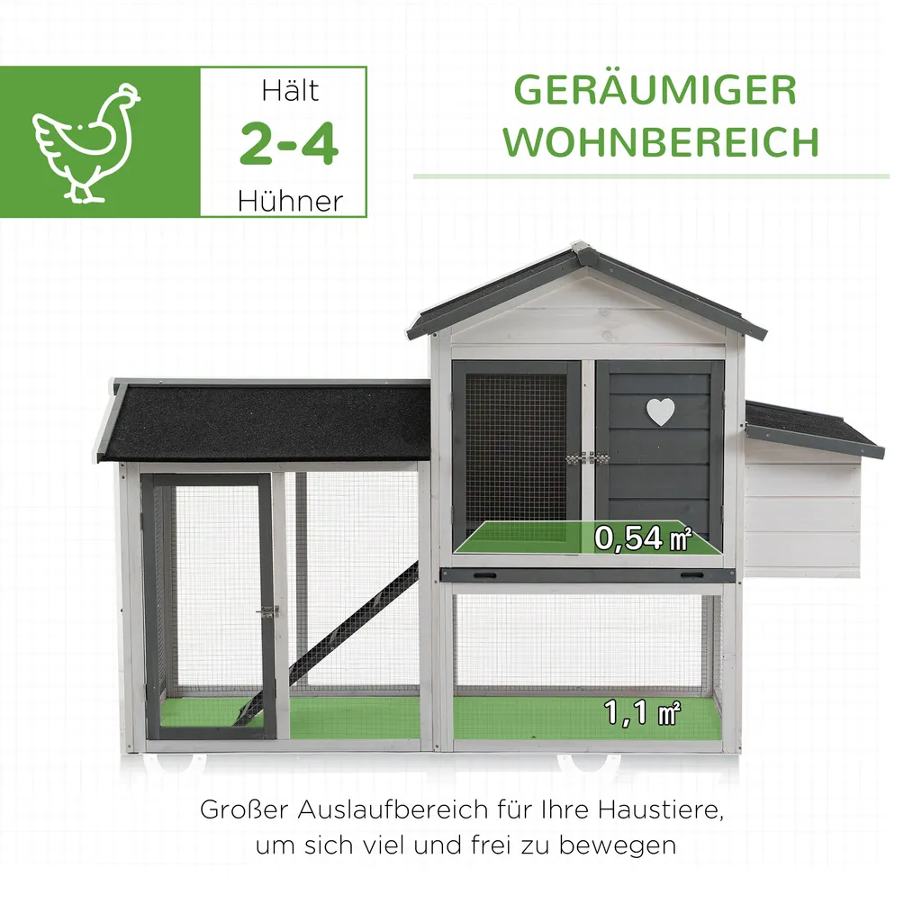 PawHut Hühnerstall Hühnerhaus Mit Nistkasten Rampe Winterfest Hühnervoliere 2 Ebenen Gehege Leicht Zu Reinigen Tannenholz Stahl Asphalt 200 X 80 X 130 Cm 4 PawHut Hühnerstall Hühnerhaus Mit Nistkasten Rampe Winterfest Hühnervoliere 2 Ebenen Gehege Leicht Zu Reinigen Tannenholz Stahl Asphalt 200 X 80 X 130 Cm – Bild 4
