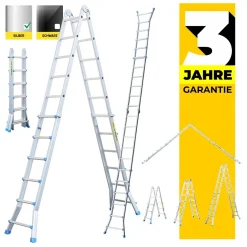 Craftfull Mehrzweckleiter - Teleskopleiter CF-105A - Leiter - Multifunktionsleiter - Aluleiter - Klappleiter - 5.10 Meter (4x5 Sprossen)