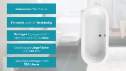 Calmwaters® Freistehende Badewanne 180x80 Cm, Acrylwanne Modern Soft, Duo-Badewanne Für 2 Personen, Maße 180 X 80 Cm, Freistehende Wanne Oval, Runde Badewanne Freistehend, Duowanne Weiß, 02SL3337 -Garten- & Gewächshäuser Geschäft d24784686bd298f62f2b7072dd922310