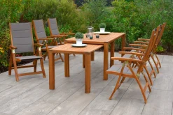 Merxx Gartenmöbelset "Acapulco" 7tlg. - Akazienholz Mit Textilbespannung Grau - 50552-309