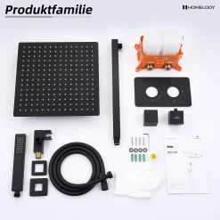 Aihom Thermostat Unterputz Duschsystem Schwarz Regendusche Duschset Duscharmatur Badezimmer Kopfbrause Handbrause Mit Messing Thermostat 38℃ Duschset Unterputz, Schwarz -Garten- & Gewächshäuser Geschäft d2825204afc533339cff340990ee582f