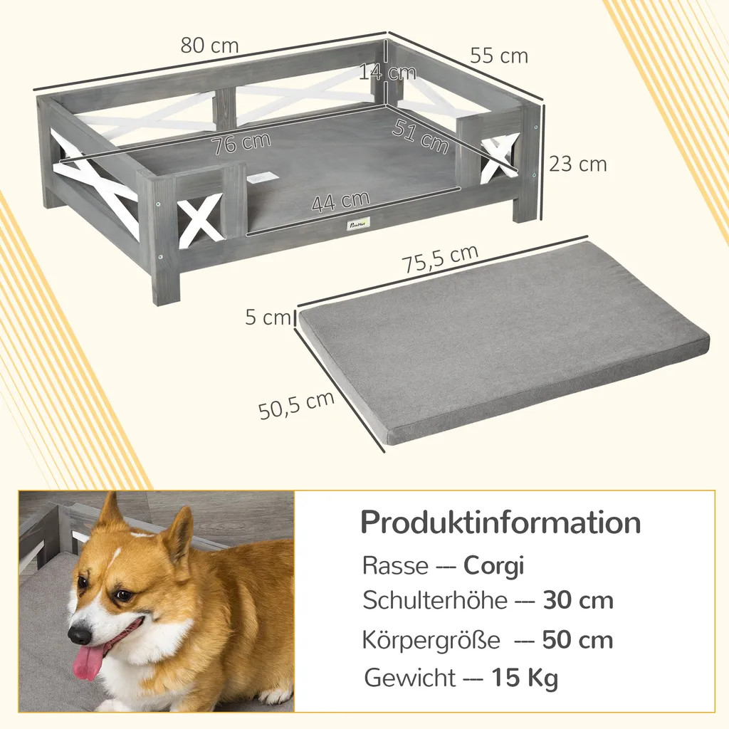 Pawhut Haustiersofa Hundematte Katzensofa Hundecouch Hundebett Mit Kissen Indoor Modernes Sofa Für Kleine Und Mittelgroße Hundesofa Weich Gepolstert Waschbarer Bezug Kiefernholz Grau 80 X 55 X 23 Cm 3 Pawhut Haustiersofa Hundematte Katzensofa Hundecouch Hundebett Mit Kissen Indoor Modernes Sofa Für Kleine Und Mittelgroße Hundesofa Weich Gepolstert Waschbarer Bezug Kiefernholz Grau 80 X 55 X 23 Cm – Bild 3