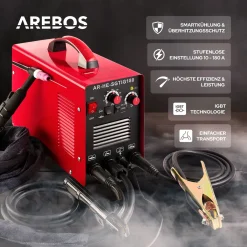 AREBOS Schweißgerät TIG 180, WIG Schweißgerät, 10-180 A, 230 V, 50 Hz, HF-Zündung, Sehr Kompakt, Kühlventilator, Zielgerichtete Wärmeeinbringung, IGBT Inverter Schweissgerät, Inkl. Zubehör -Garten- & Gewächshäuser Geschäft d2ae16cfbecc61017923bf017eb5b83f