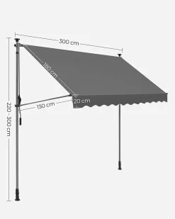 SONGMICS Balkonmarkise, 300 Cm, Alu-Klemmmarkise, 280 G/m² Polyester, Höhenverstellbar, Sonnenmarkise, Mit Handkurbel, Sonnenschutz, Für Balkon, Terrasse, Garten, Anthrazit GSA313G02 13 SONGMICS Balkonmarkise, 300 Cm, Alu-Klemmmarkise, 280 G/m² Polyester, Höhenverstellbar, Sonnenmarkise, Mit Handkurbel, Sonnenschutz, Für Balkon, Terrasse, Garten, Anthrazit GSA313G02 -Garten- & Gewächshäuser Geschäft d2b1763879d83d2aa399c9f5de51f177