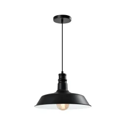 QUVIO Hängelampe Retro - Lampen - Deckenlampen - Beleuchtung - Deckenlampen - Küchenlampen - Lampe - Vintage - E27-Fassung - Mit 1 Licht - Für Den Innenbereich - Aluminium - D 36 Cm - Schwarz Und Weiß