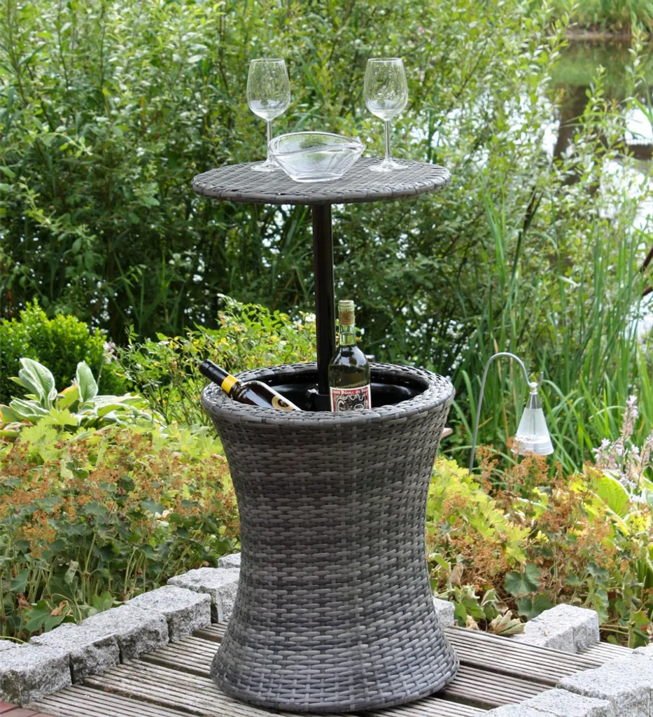 Garden Pleasure Tisch MUMBAI Mit Getränkekühler Ø45cm Stahl Und Kunststoff Grau - Sommerparty Im Garten 7 Garden Pleasure Tisch MUMBAI Mit Getränkekühler Ø45cm Stahl Und Kunststoff Grau - Sommerparty Im Garten – Bild 7