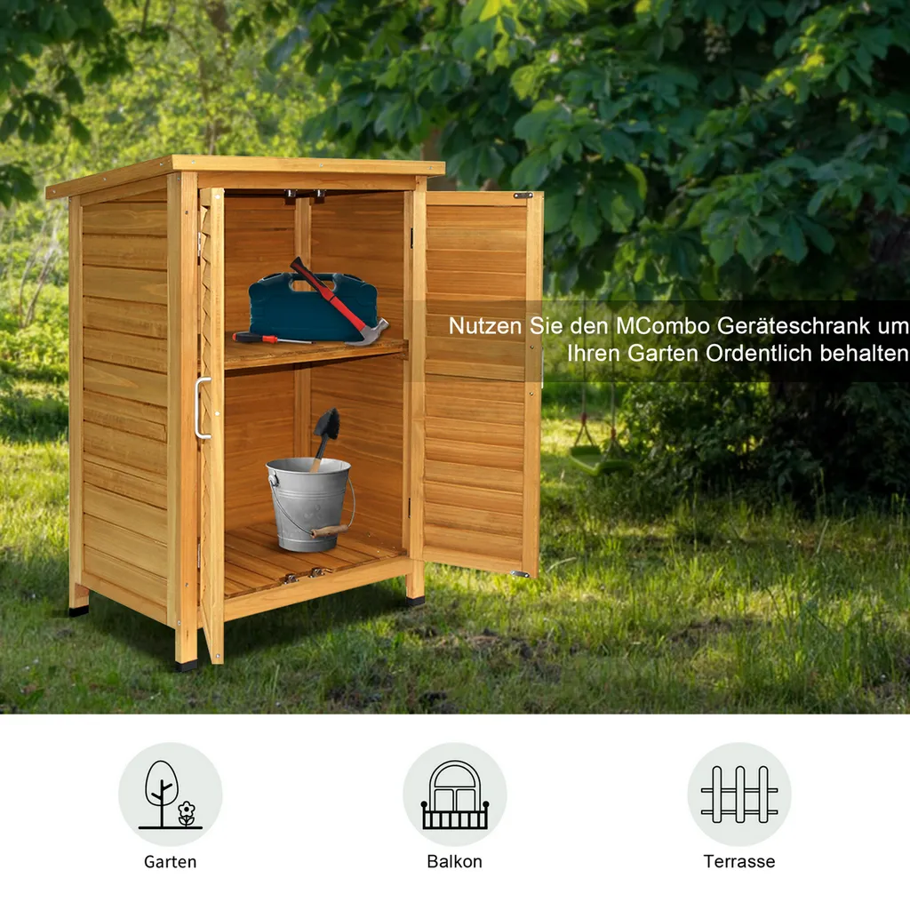 MCombo Gartenschrank Gerätehaus Geräteschuppen Garten Schuppen Schrank Holz 1200 7 MCombo Gartenschrank Gerätehaus Geräteschuppen Garten Schuppen Schrank Holz 1200 – Bild 7