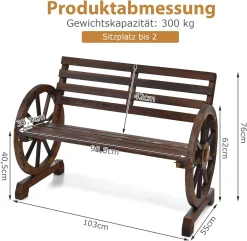 COSTWAY 2 Sitzer Gartenbank, Sitzbank Holz, Holzbank Retro-Design, Ideal Für Hinterhof, Straße, Garten -Garten- & Gewächshäuser Geschäft d346ad002a17520aaed8c268fa769943
