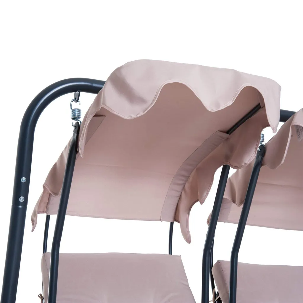 Outsunny 2 Sitzer Hollywoodschaukel Gartenschaukel Mit Sonnendach Gartenstuhl Sitz Mit Sprühbaumwolle Oxfordstoff PE-Beschichtung Stahl Oxford-Stoff Beige 170 X 136 X 170 Cm(pro Sitz) 7 Outsunny 2 Sitzer Hollywoodschaukel Gartenschaukel Mit Sonnendach Gartenstuhl Sitz Mit Sprühbaumwolle Oxfordstoff PE-Beschichtung Stahl Oxford-Stoff Beige 170 X 136 X 170 Cm(pro Sitz) – Bild 7