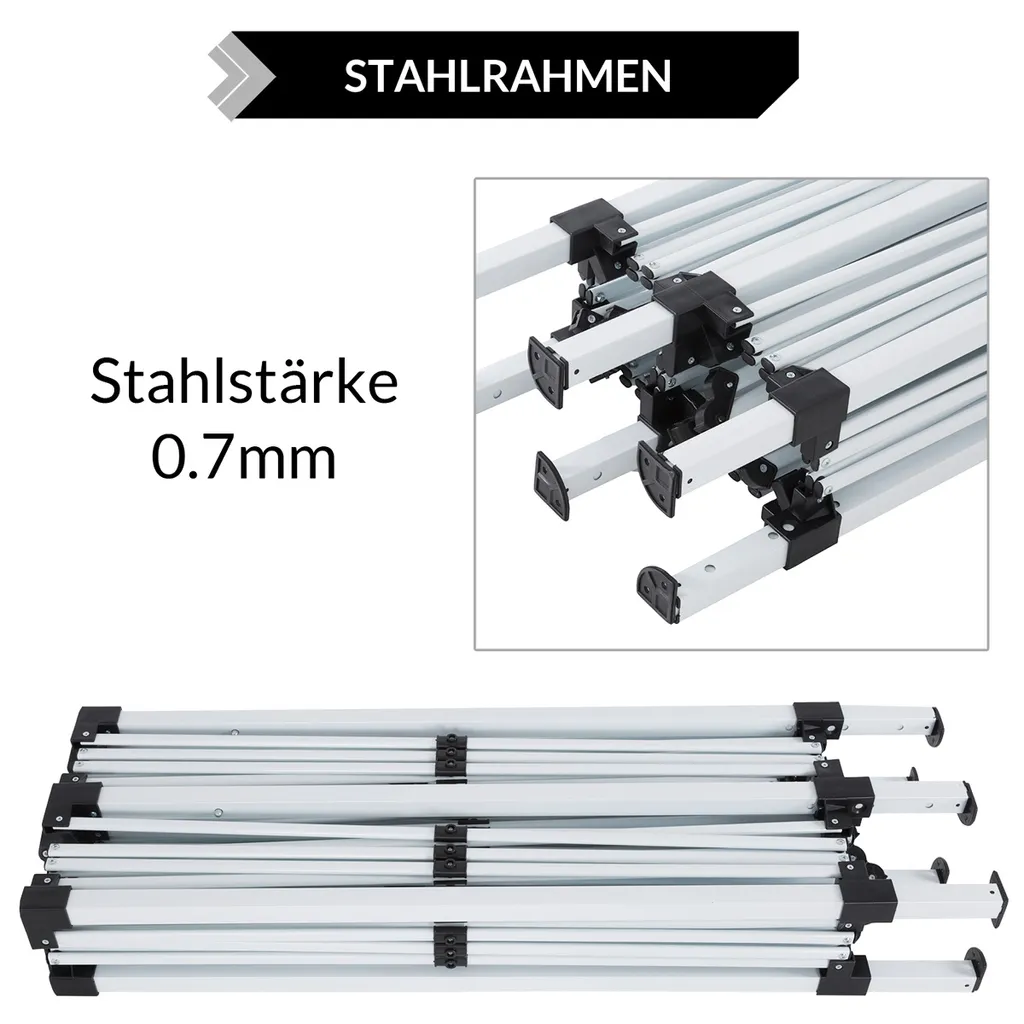 Pavillon 3x6m Faltpavillon Capri Pop-Up Partyzelt Gartenzelt Deuba Gartenlaube, Farbe:anthrazit 6 Pavillon 3x6m Faltpavillon Capri Pop-Up Partyzelt Gartenzelt Deuba Gartenlaube, Farbe:anthrazit – Bild 6