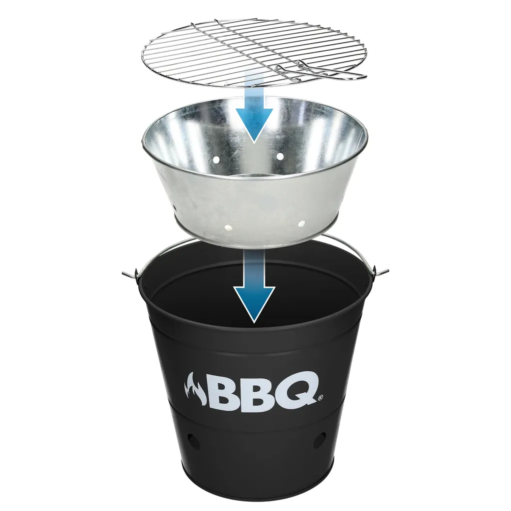 ECD Germany Grilleimer Ø 25cm Mit Grillrost Und Tragegriff, Eimergrill Aus Edelstahl In Matt Schwarz, Minigrill Mit Belüftung, Campinggrill Holzkohlegrill BBQ Grill Picknickgrill Grillkübel Feuerkübel 4 ECD Germany Grilleimer Ø 25cm Mit Grillrost Und Tragegriff, Eimergrill Aus Edelstahl In Matt Schwarz, Minigrill Mit Belüftung, Campinggrill Holzkohlegrill BBQ Grill Picknickgrill Grillkübel Feuerkübel – Bild 4