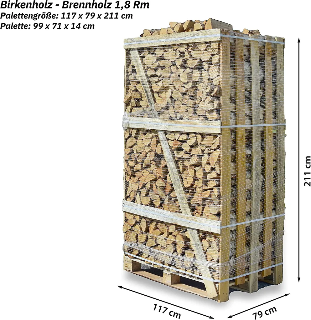 Hypafol Brennholz Birke | 1,8 Rm | Hartholz | Ofenfertig Getrocknet & Gespalten | 25 Cm Lang | Eine Palette 5 Hypafol Brennholz Birke | 1,8 Rm | Hartholz | Ofenfertig Getrocknet & Gespalten | 25 Cm Lang | Eine Palette – Bild 5
