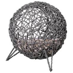 Pawhut Katzenhaus Aus Rattan Mit Kissen Katzenschlafplatz Katzenhöhle Mit Erhöhten Füßen Silbergrau Ø52 X 58 Cm -Garten- & Gewächshäuser Geschäft d4844d7be907b05500ba749b2511e7ea