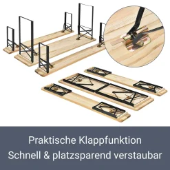 Juskys Bierzeltgarnitur Bichl 3-teilig Klappbar - Gartenmöbel-Set Aus 1 Biertisch + 2 Bierbänke – Festzeltgarnitur Biertischgarnitur Holz Metall -Garten- & Gewächshäuser Geschäft d49b1c5e575780e320952a93a9a8d8ea
