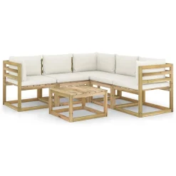 VidaXL 6-tlg. Garten-Lounge-Set Mit Creme Kissen