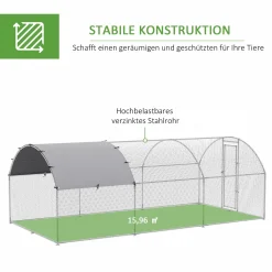PawHut Hühnerstall Haustierkäfig XXL 280 X 570 X 197 M Outdoor Geflügelstall Für Hühnerkäfig Mit Schatten Dach Schloss Freigehege Für 12-18 Hühner Ente Kaninchen Zink Stahl -Garten- & Gewächshäuser Geschäft d4ec023c9cd8211b878e7ba7b18d241f
