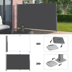 SONGMICS Seitenmarkise, Sichtschutz, 160 X 400 Cm, Ausziehbar，Markise, Aus 220 G/m² Polyester,Blickdicht, Seitenrollo, Für Balkon, Terrasse, Garten, Anthrazit GSA564G01 -Garten- & Gewächshäuser Geschäft d5c08e44dbc4ed1d098a1de97ce445b4