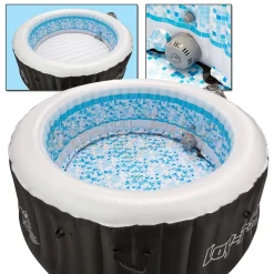Bestway Whirlpool Lay-Z-Spa Miami | 4 Personen | 81 Massageluftdüsen | Automatisch Aufblasbar | 180x66 Cm | Schwarz/türkis | Abdeckung | Indoor Outdoor -Garten- & Gewächshäuser Geschäft d5f86ae0d6c3adfef081696169698090