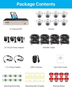 ZOSI Außen 1080P Überwachungskamera Set 8CH H.265+ DVR Mit 8 HD 2MP Dome Video Kamera System, 2TB Festplatte, 24M IR Nachtsicht -Garten- & Gewächshäuser Geschäft d62906b6f6e6816bf4d9511cba796ff2