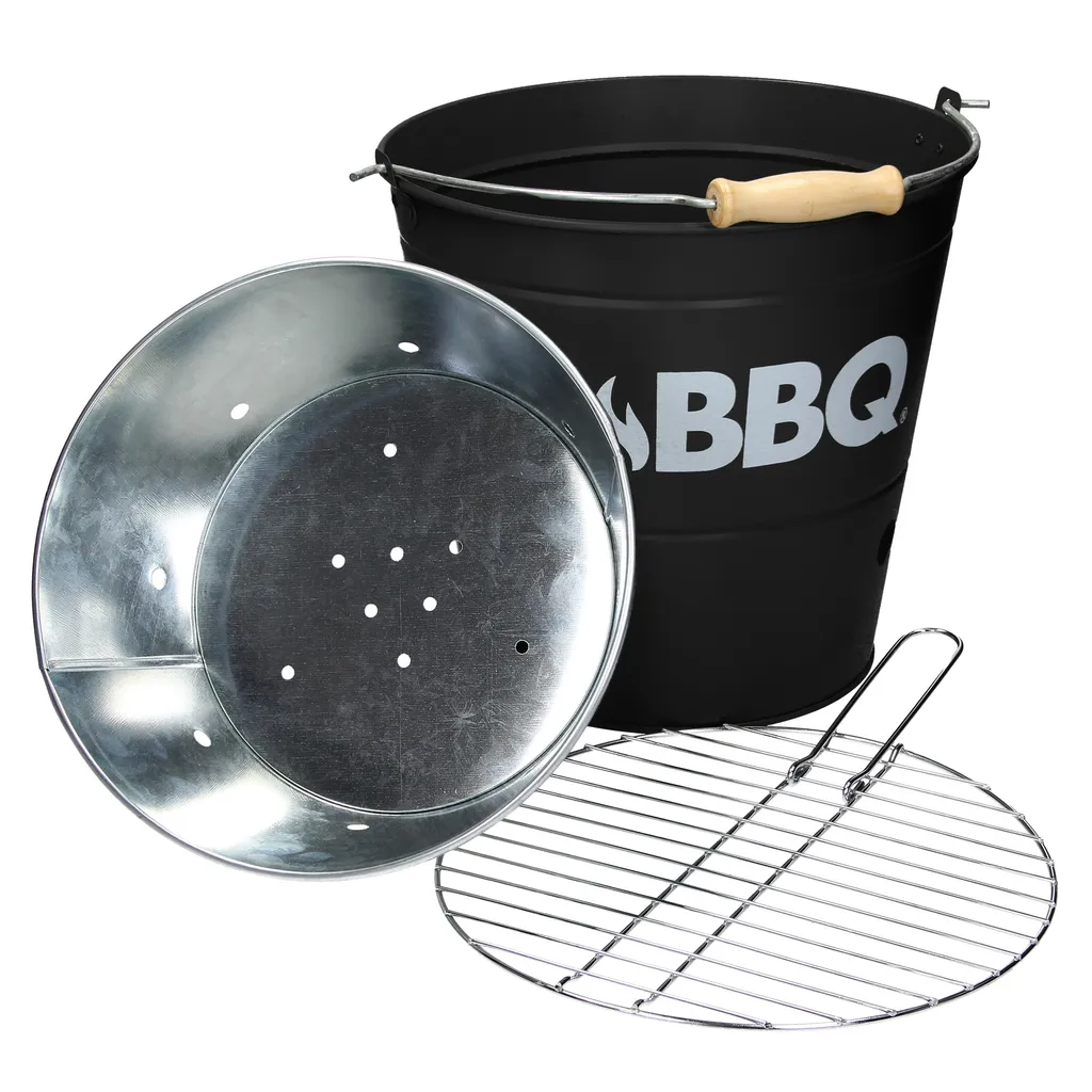 ECD Germany Grilleimer Ø 25cm Mit Grillrost Und Tragegriff, Eimergrill Aus Edelstahl In Matt Schwarz, Minigrill Mit Belüftung, Campinggrill Holzkohlegrill BBQ Grill Picknickgrill Grillkübel Feuerkübel 3 ECD Germany Grilleimer Ø 25cm Mit Grillrost Und Tragegriff, Eimergrill Aus Edelstahl In Matt Schwarz, Minigrill Mit Belüftung, Campinggrill Holzkohlegrill BBQ Grill Picknickgrill Grillkübel Feuerkübel – Bild 3