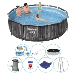 Alles In 1 Pool-Paket - Bestway Steel Pro MAX Wood 366x100 Cm -- Rund